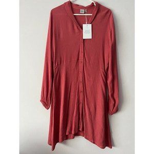 NWT ICHI Pink Button Down Flowy Shirt Dress
